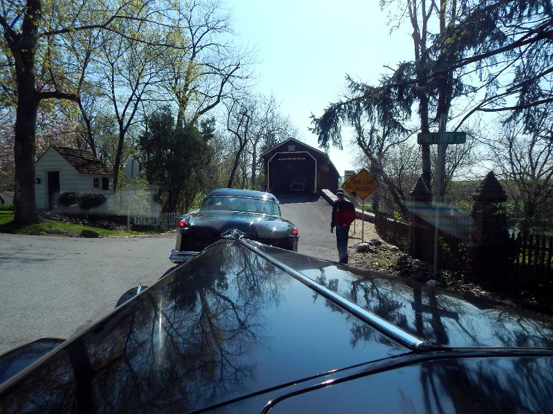 Image 084.JPG - From Bob Robb's car, with Craig Coulombe's car in front of the Pinetown Covered Bridge - Bob Robb photo